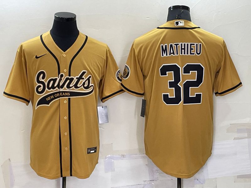 Men New Orleans Saints #32 Mathieu Yellow 2022 Nike Co branded NFL Jersey->new orleans saints->NFL Jersey